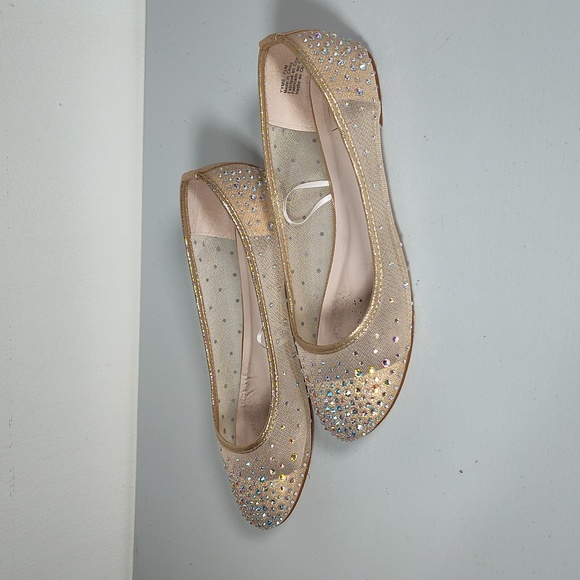David's Bridal Shoes - David's Bridal Illusion Toe Cap Crystal Embellished Ballet Flats 7.5